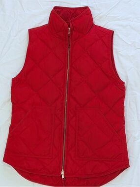 J.Crew Excursion Quilted Down Vest - Bright Red - Size XS